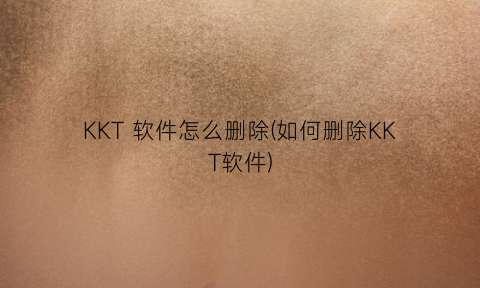 KKT软件怎么删除(如何删除KKT软件)